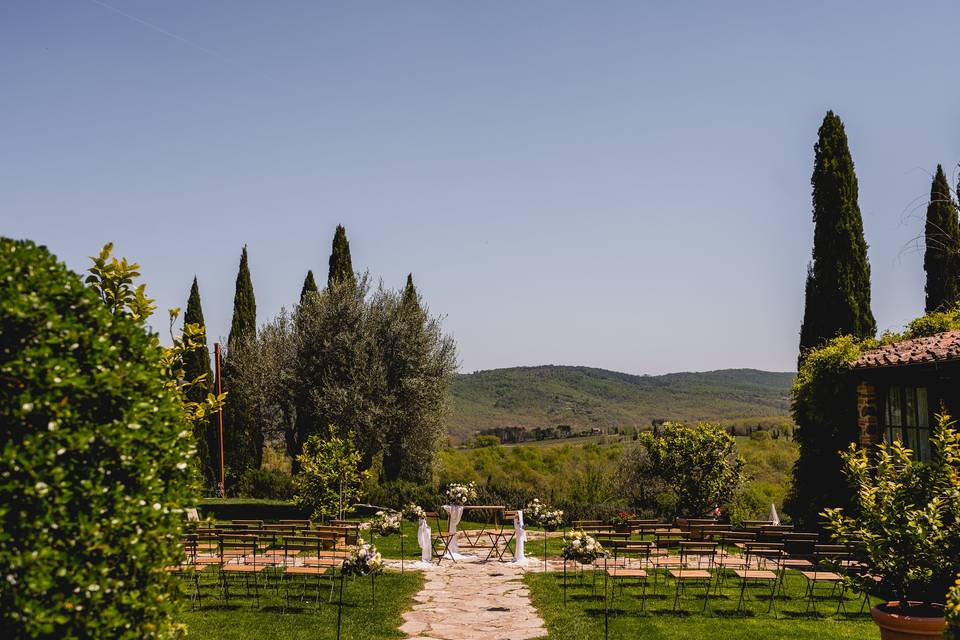 Ceremony with Tuscan view