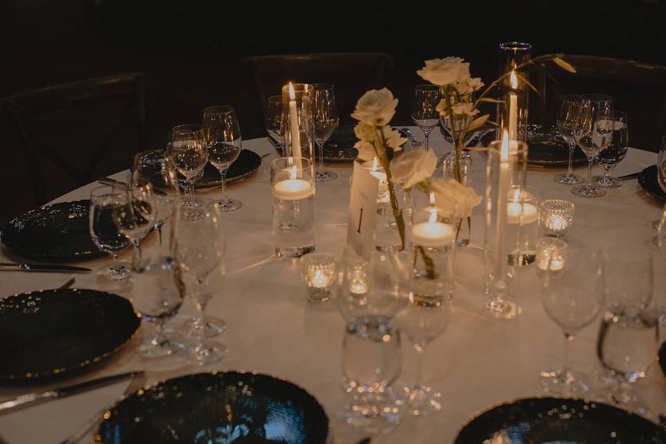 Bridal bouquet in guest table