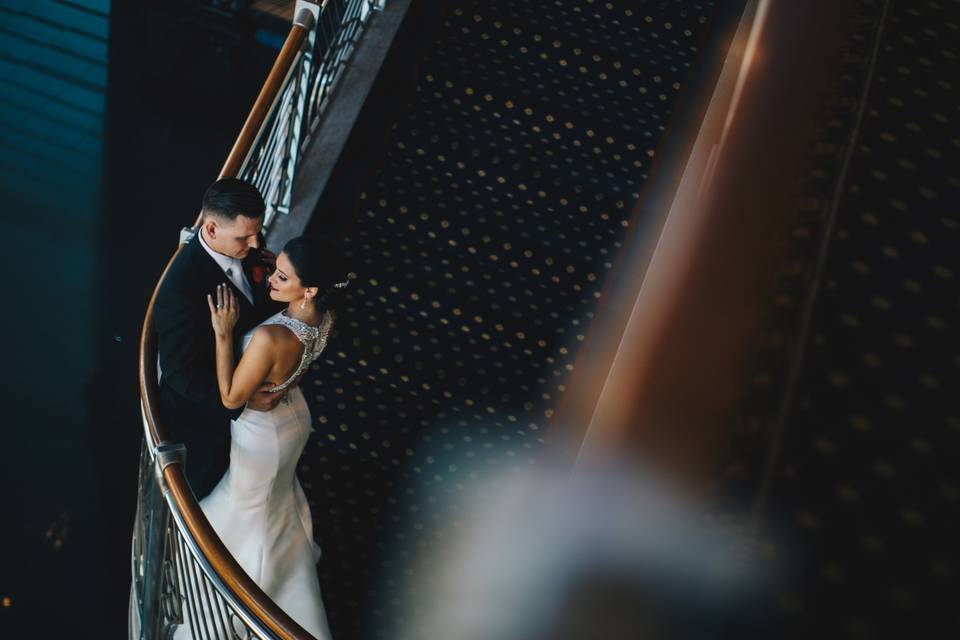 Grand staircase at the Chateau