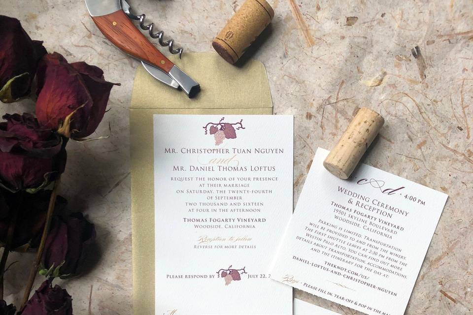 Wine Wedding tear-off Rsvp