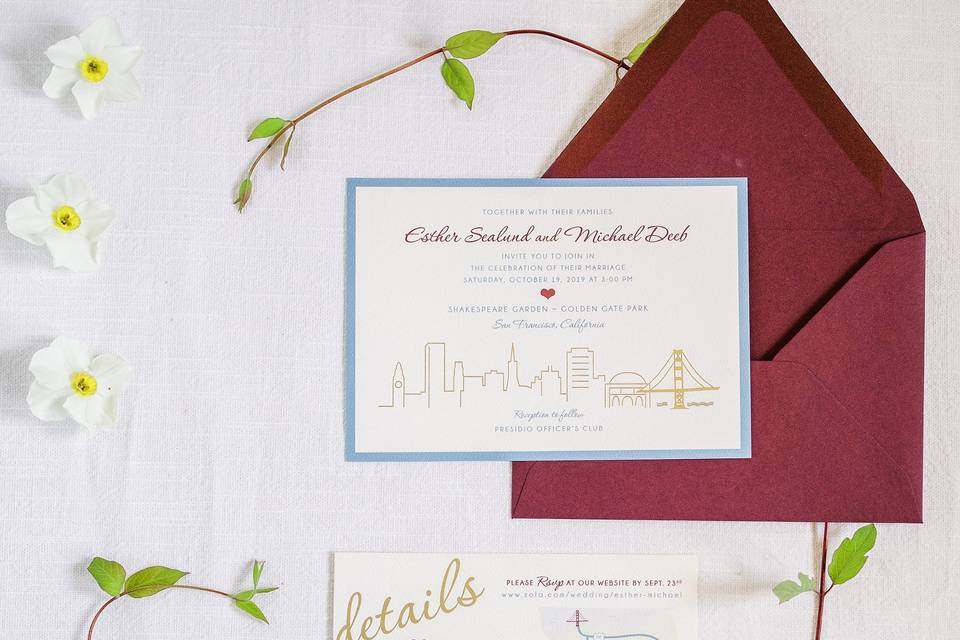 City skyline Wedding Invite