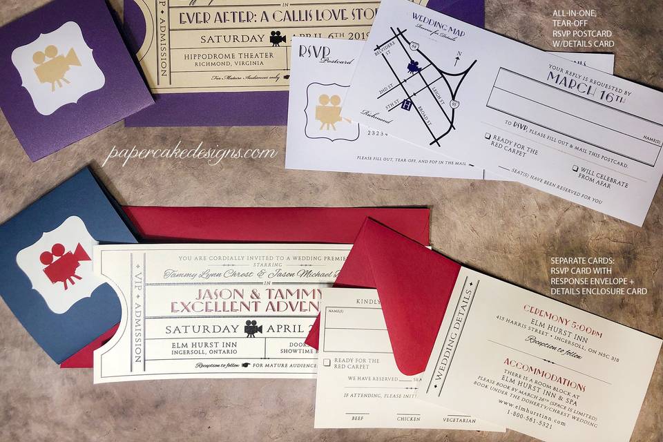 Vintage Film Ticket Invites