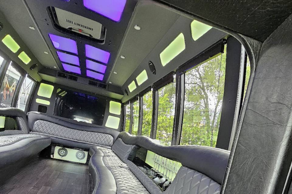 Interior of 25 passenger limo