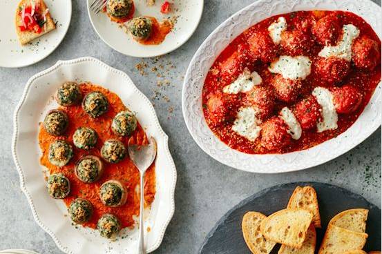 Large party mushrooms and appetizers