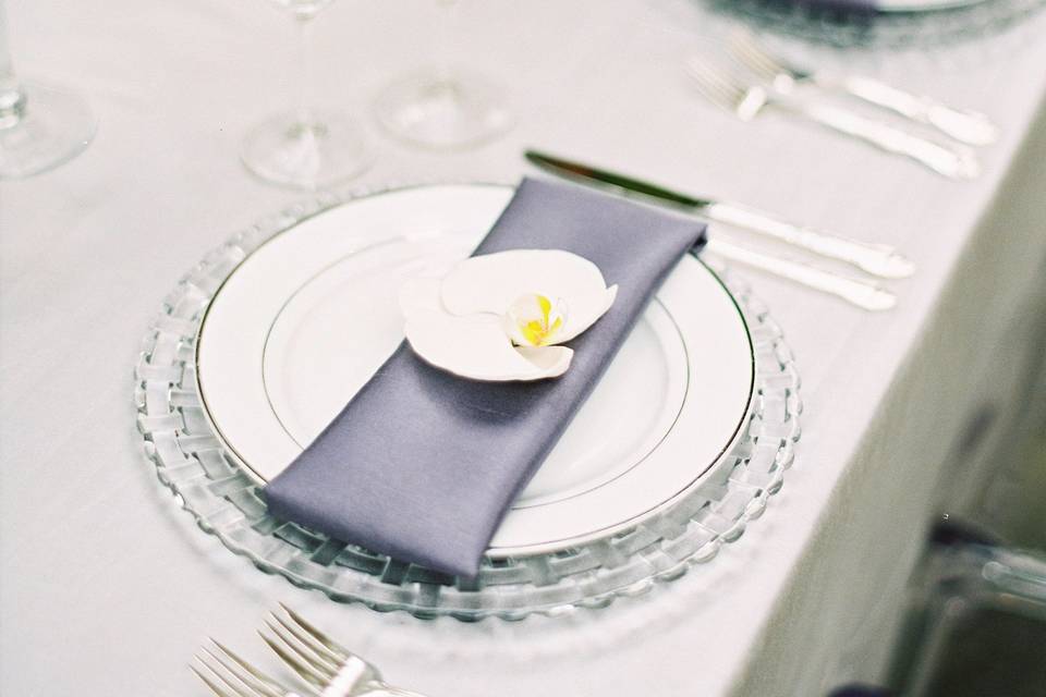 Orchids on place setting