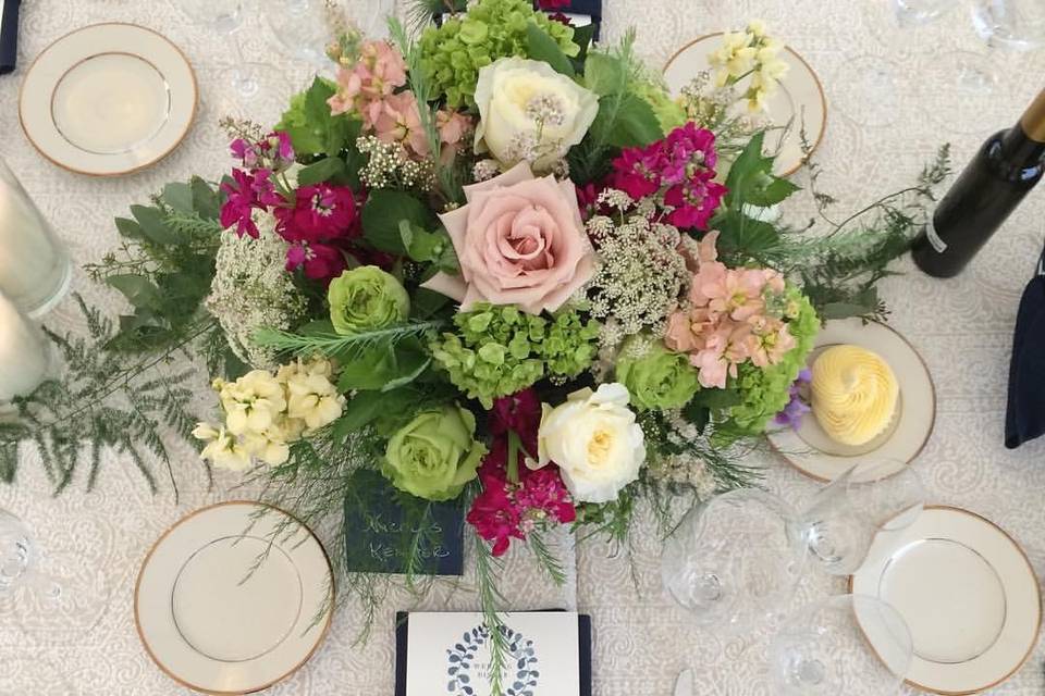Table setup with centerpiece