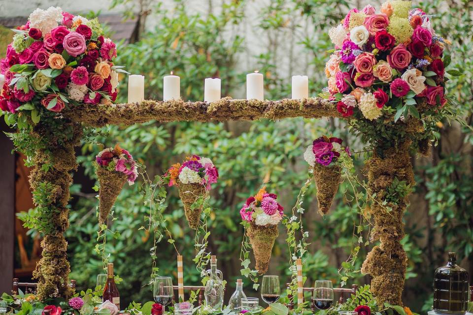 Hanging flower arrangements