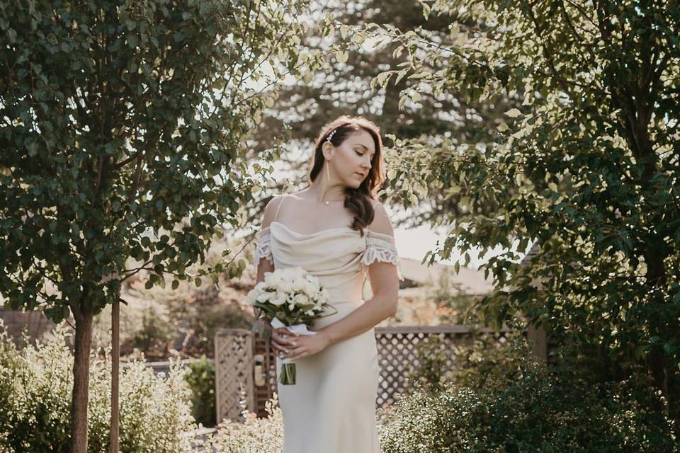 Bride in garden