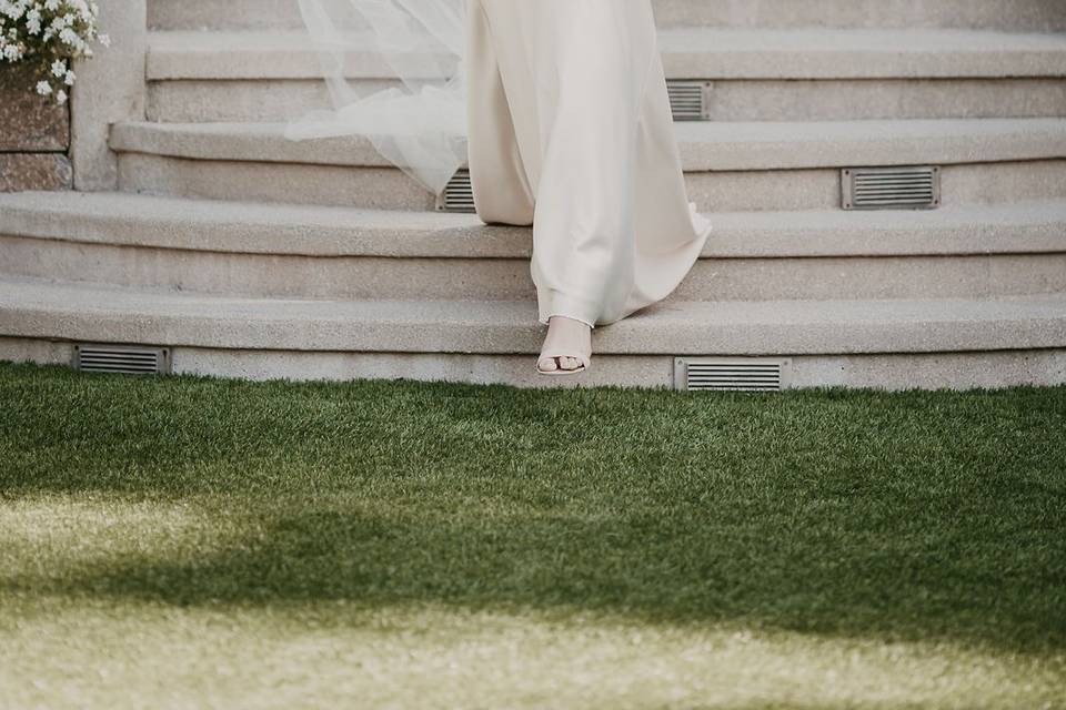 Bride walking down