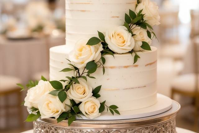 Ivory Rose Wedding Cake