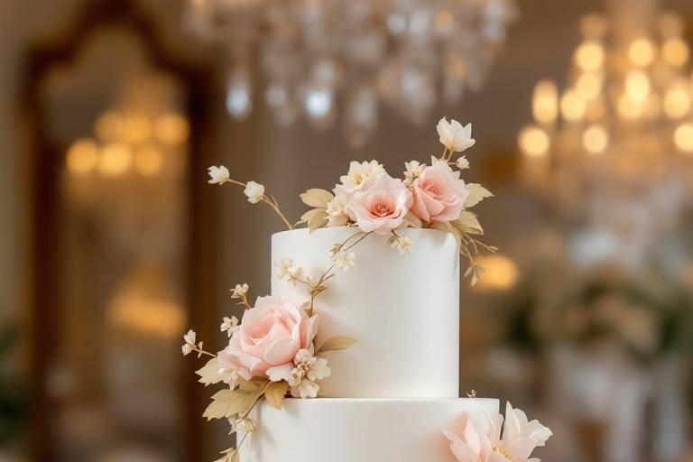 Champagne Blossom Wedding Cake