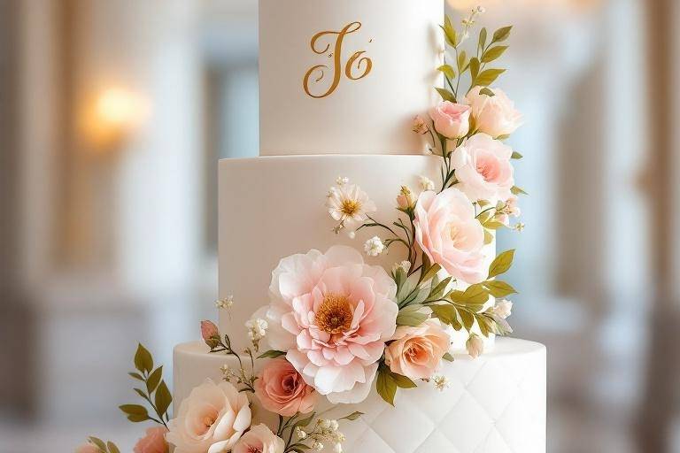 Blush Bloom Wedding Cake