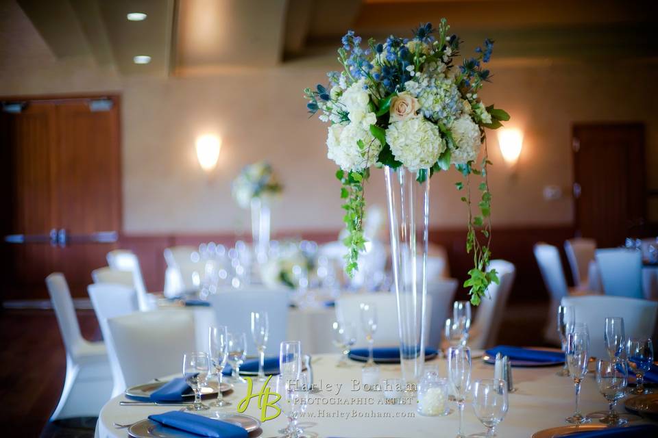 White and blue wedding