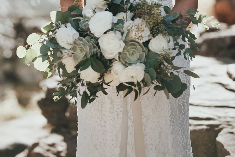 Succulent and Eucalyptus weddi