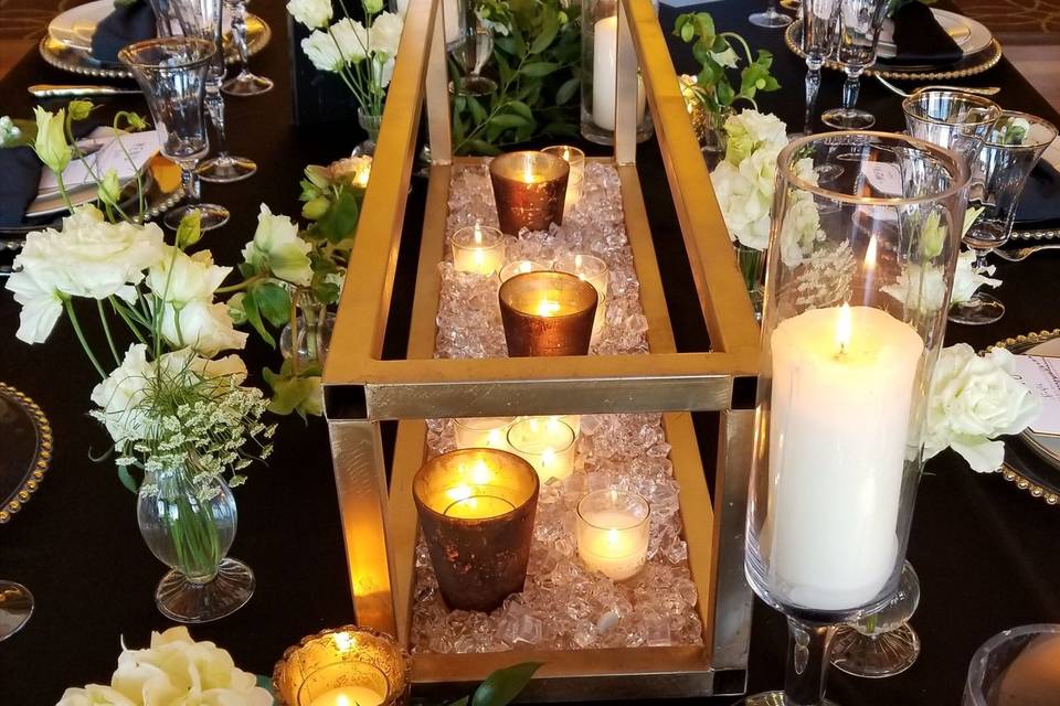 Gold frame and candles