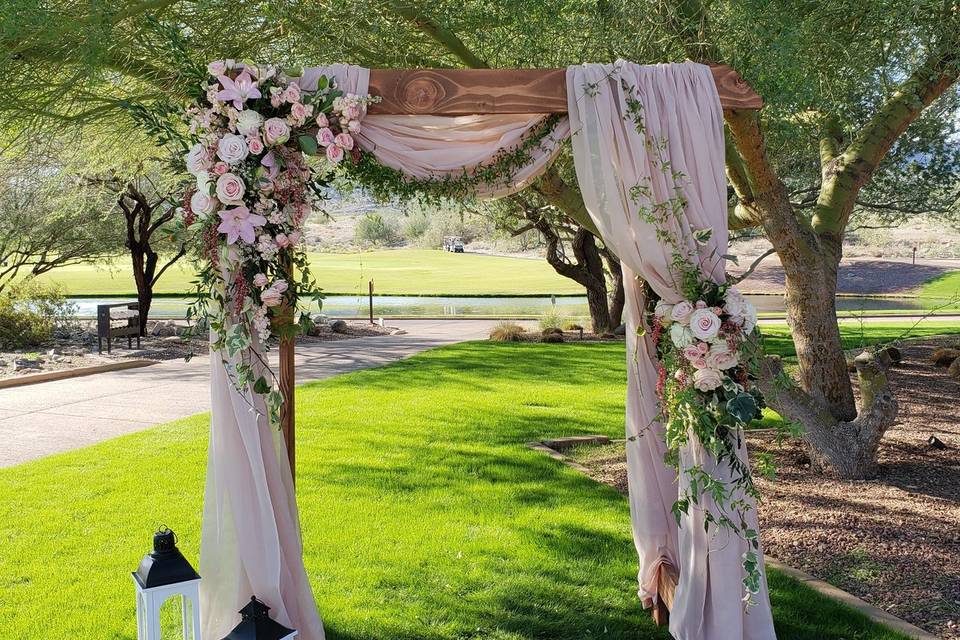 Blush wedding arch