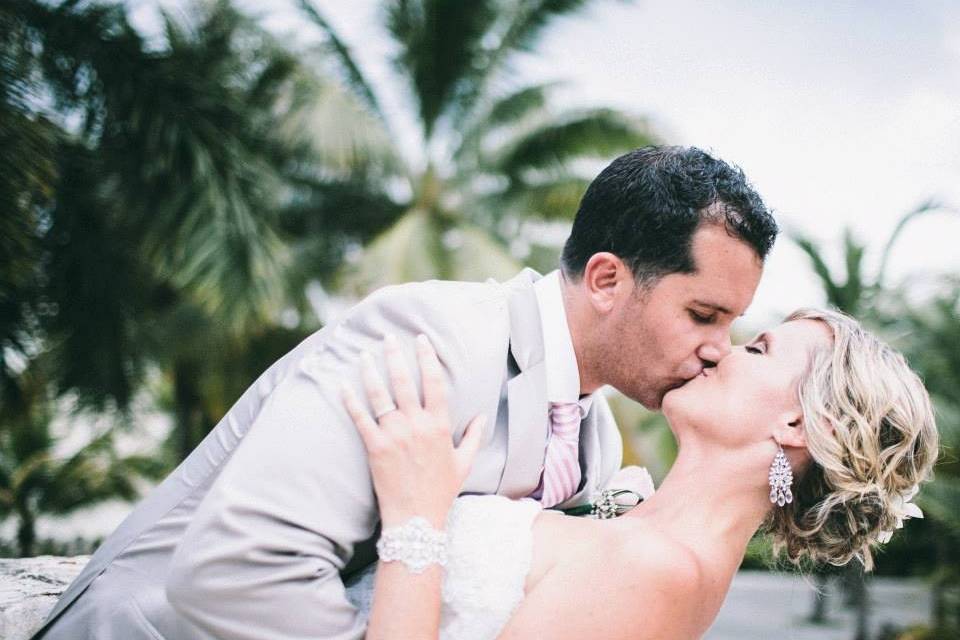 Newlyweds at the pool