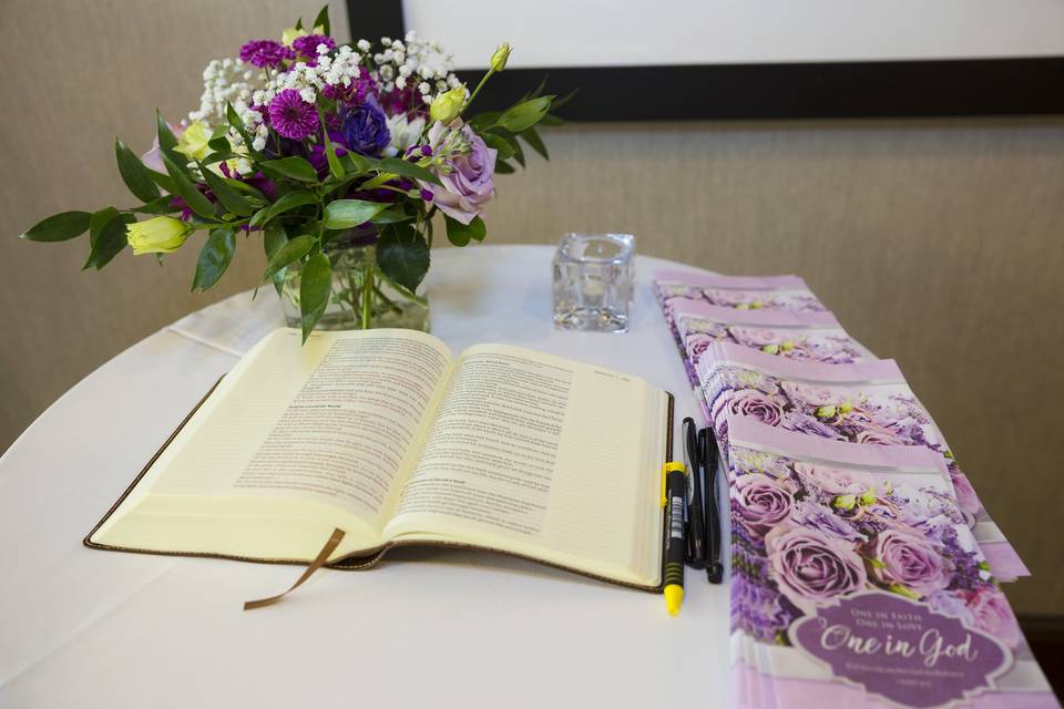Journal bible was used as a guest book.