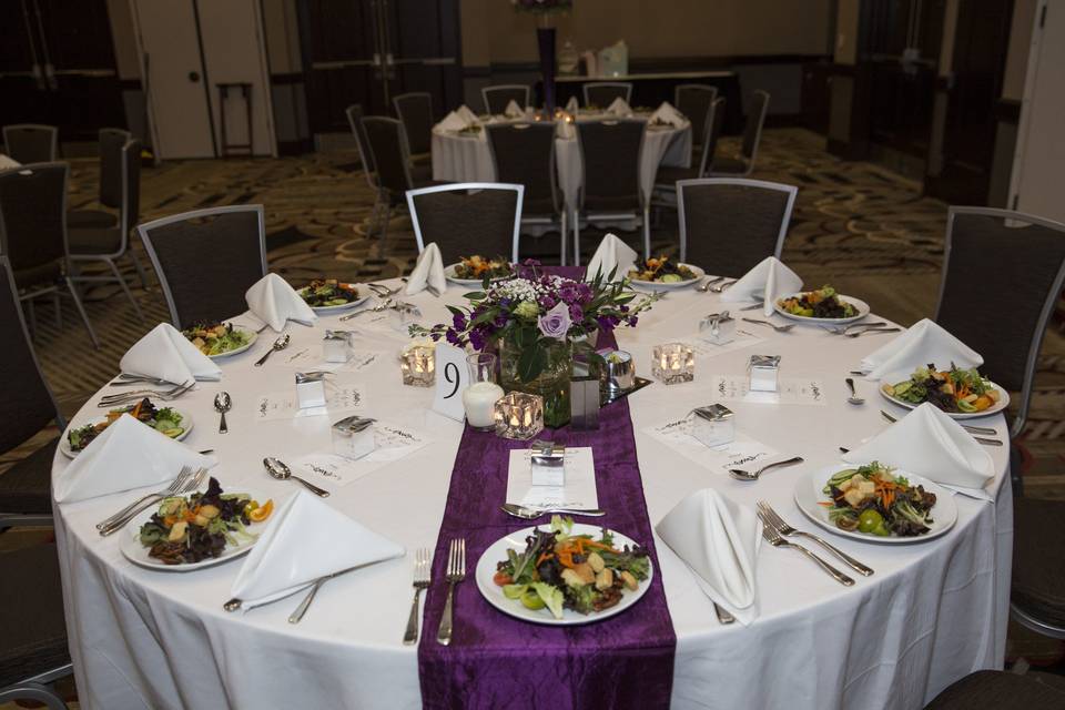 Table set-up with centerpiece