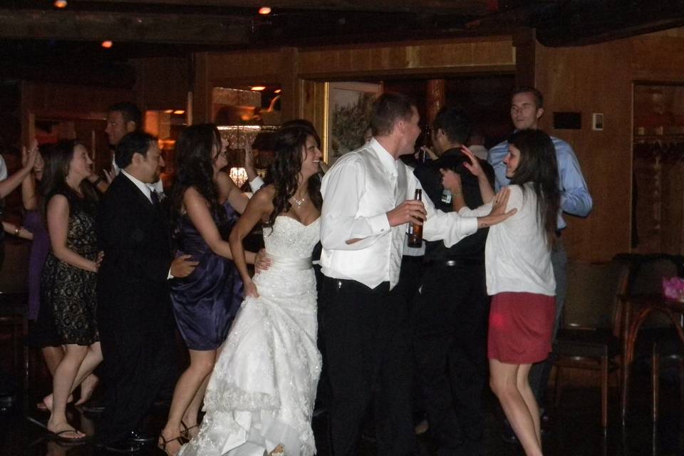 Wedding party on the dance floor