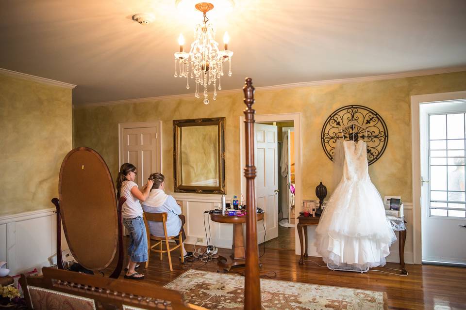 Bride getting ready