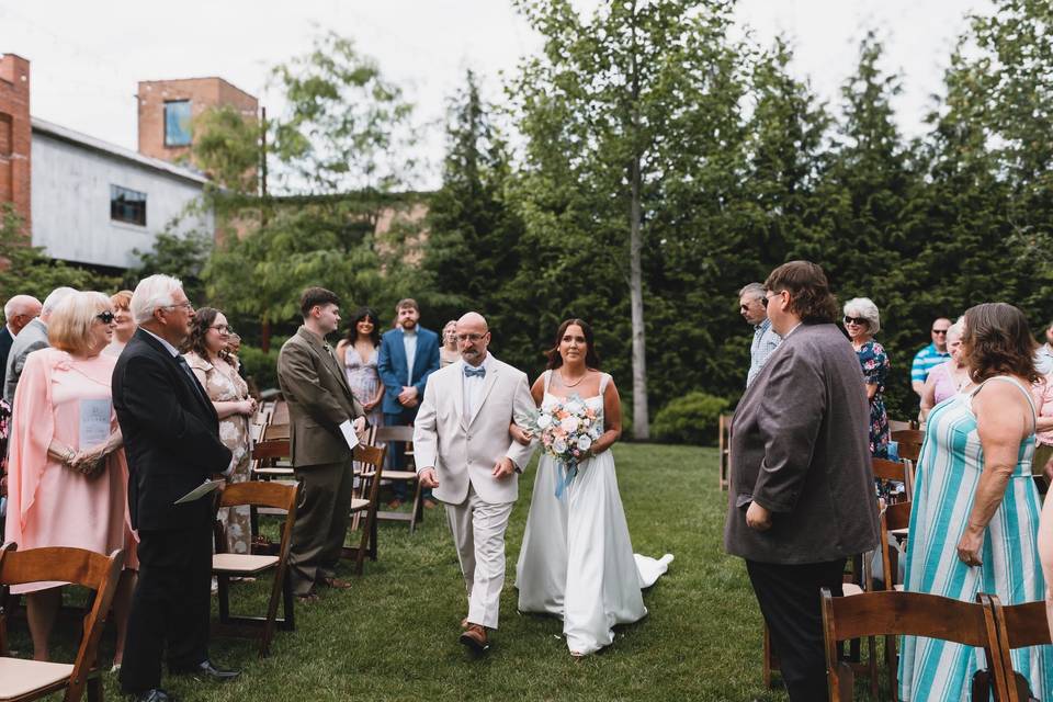 Walking down aisle