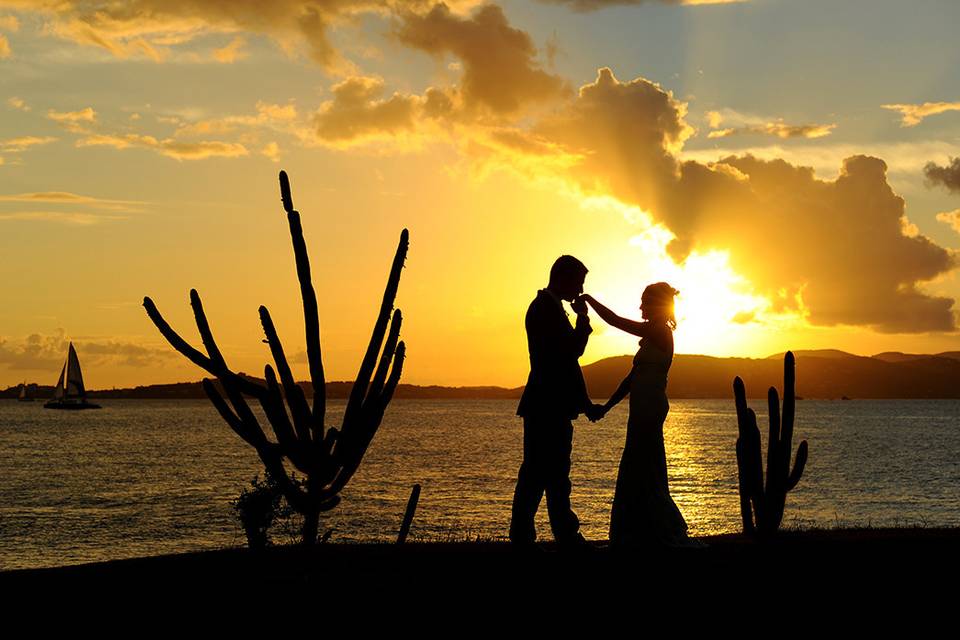 Sunset Wedding Day Silhouette on St. John