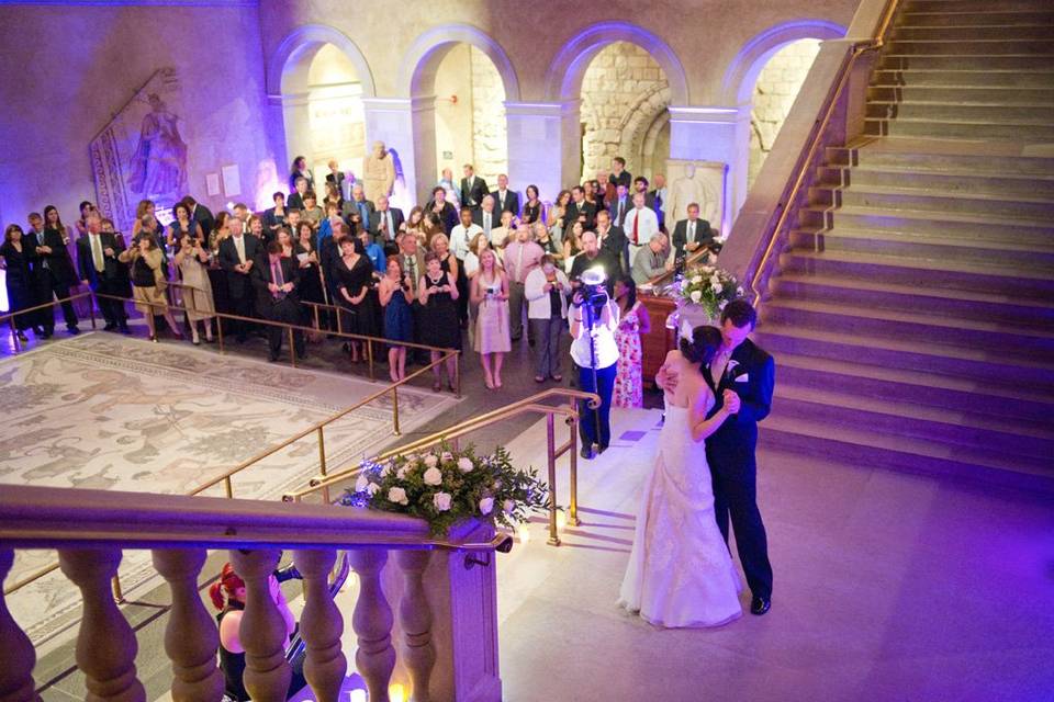 First dance as husband and wife on the landing of the Grand Staircase in the Renaissance Court