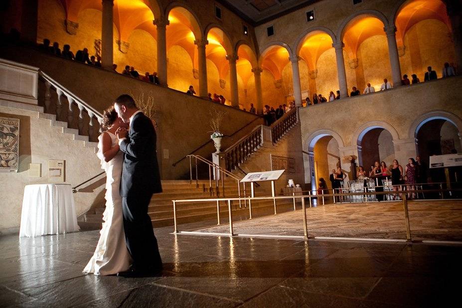 First dance in the Renaissance Court with your guests watching from up above