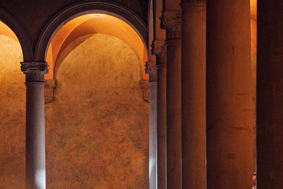 First dance in the Renaissance Court with your guests watching from up above