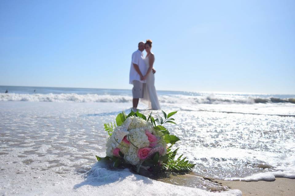 Bouquet and waves - perfect.