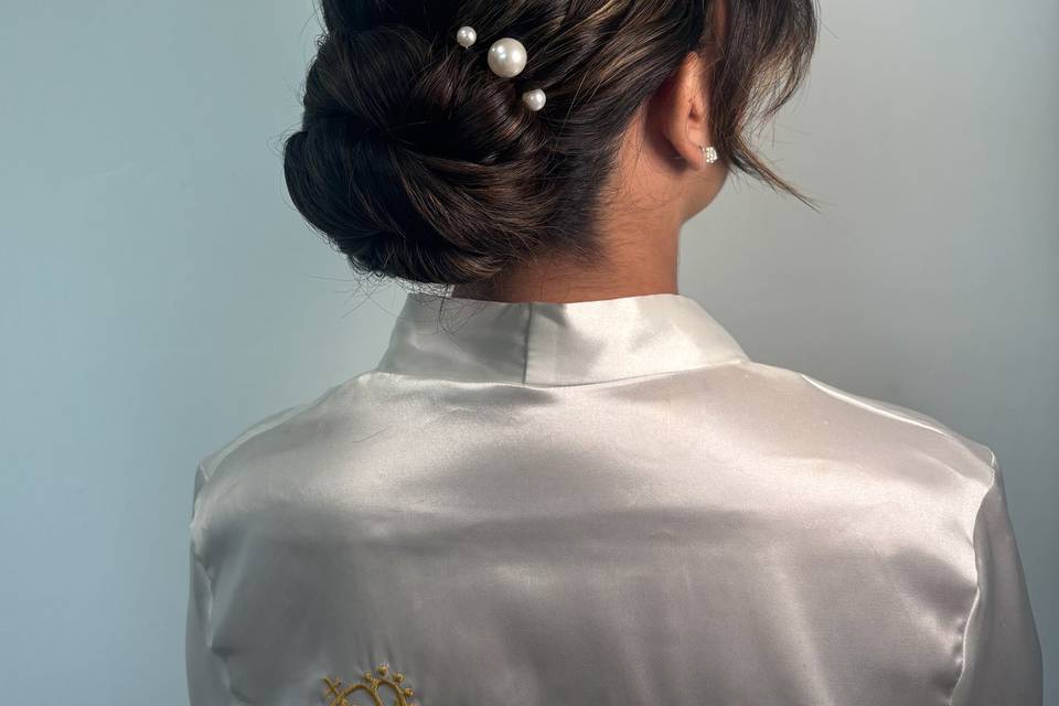 Clean low bun brunette