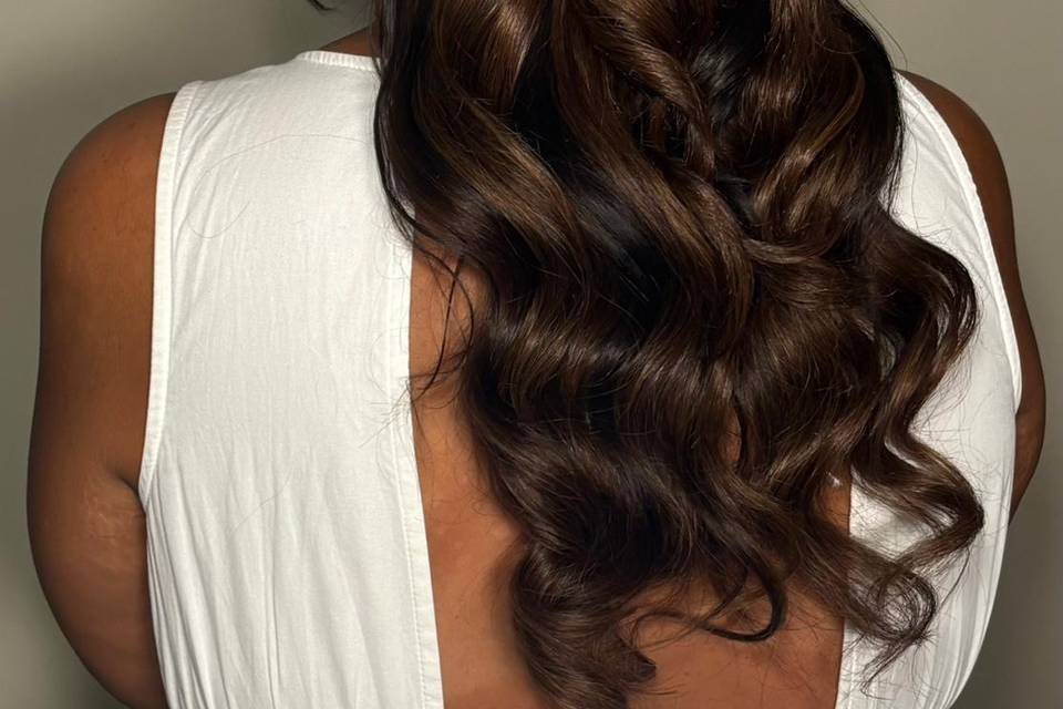 Clean half updo with waves