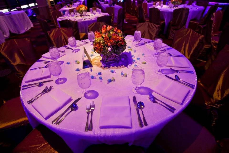 Table set-up with centerpiece