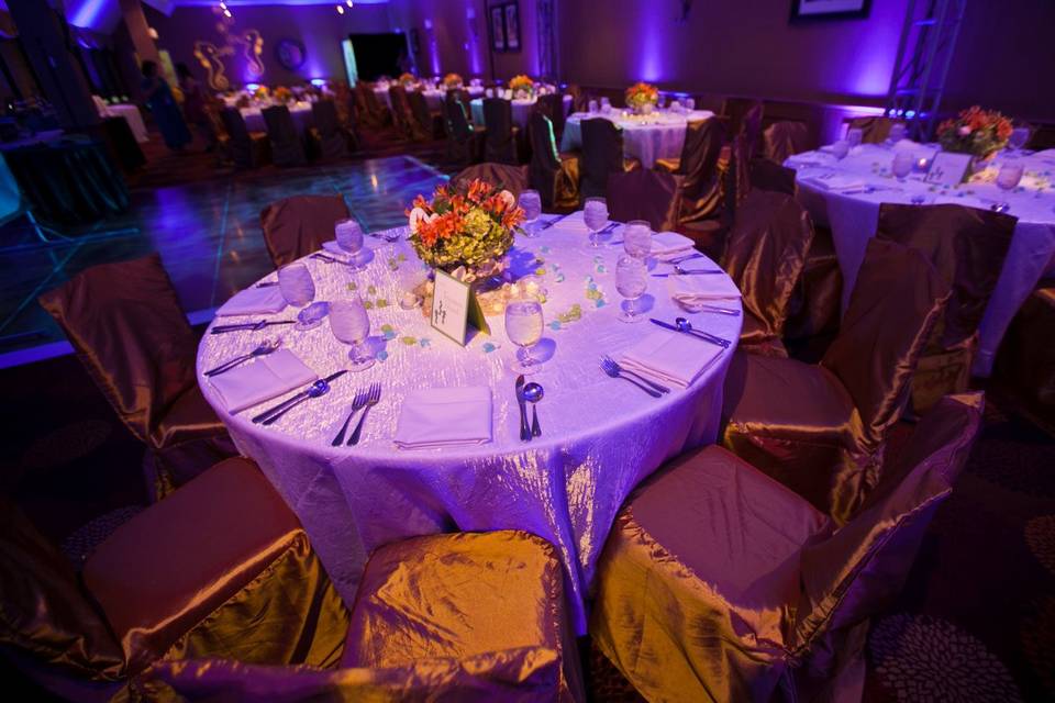 Table set-up with centerpiece