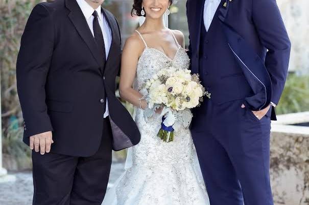 Newlyweds with the officiant