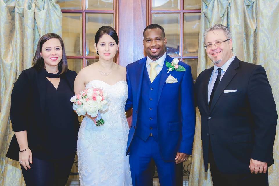 Officiants with the newlyweds