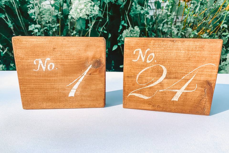 Wooden Table Numbers