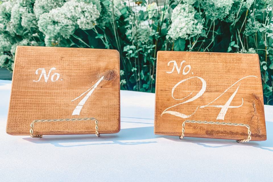 Wooden Table Numbers