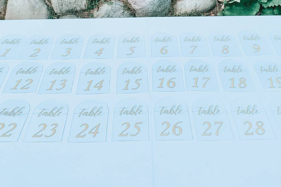 Acrylic Table Numbers