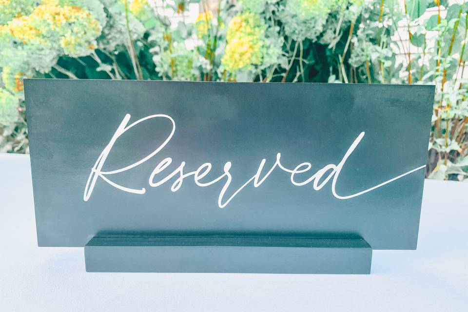 Black Reserved Wedding Sign