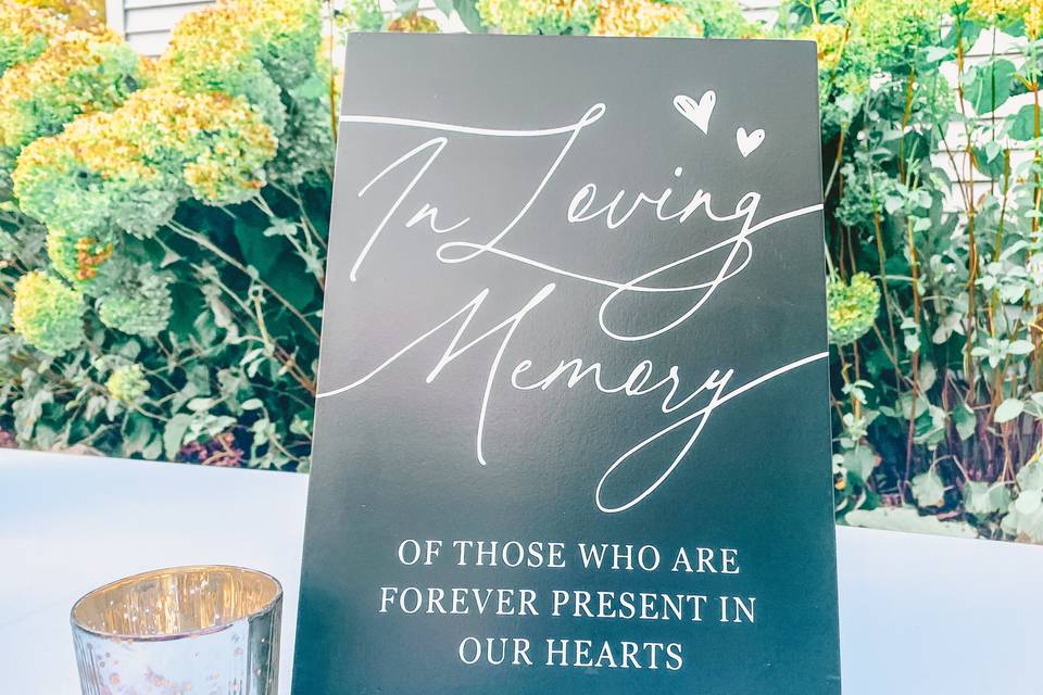 Black Memory Wedding Sign
