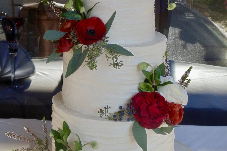 Textured buttercream with fresh flowers
