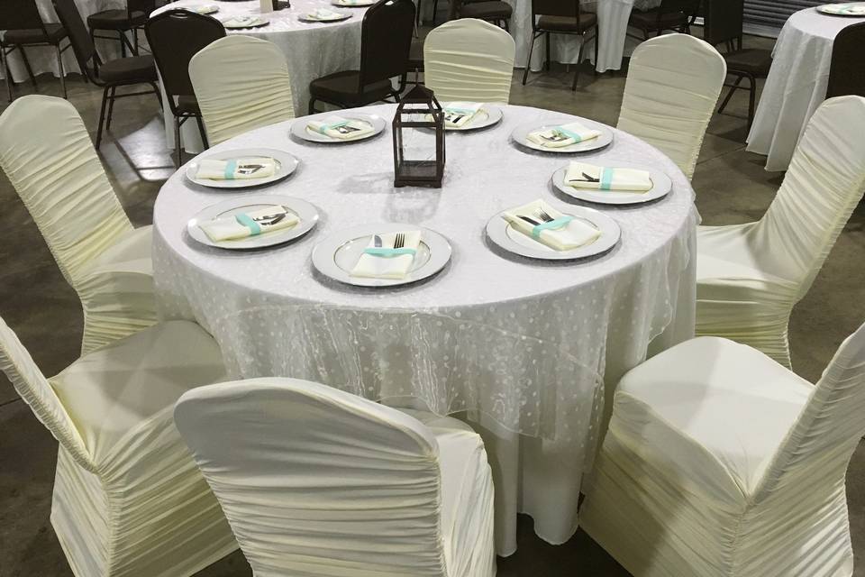 Table setup with centerpiece