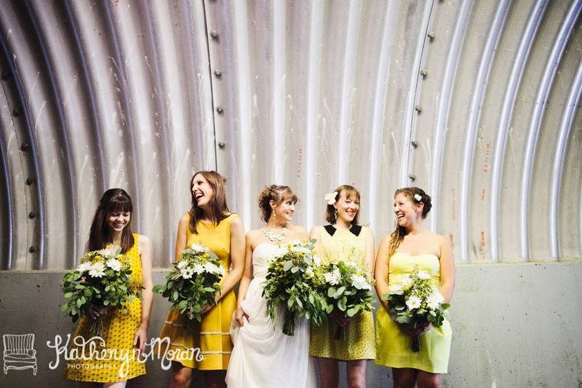 The bride together with her bridesmaids