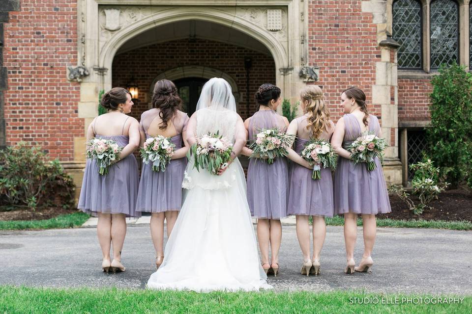 Bride with bridesmaids