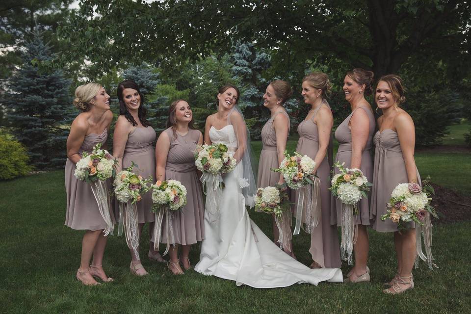 Bride and bridesmaids