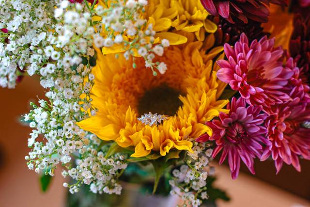Ring Displayed on Bouquet