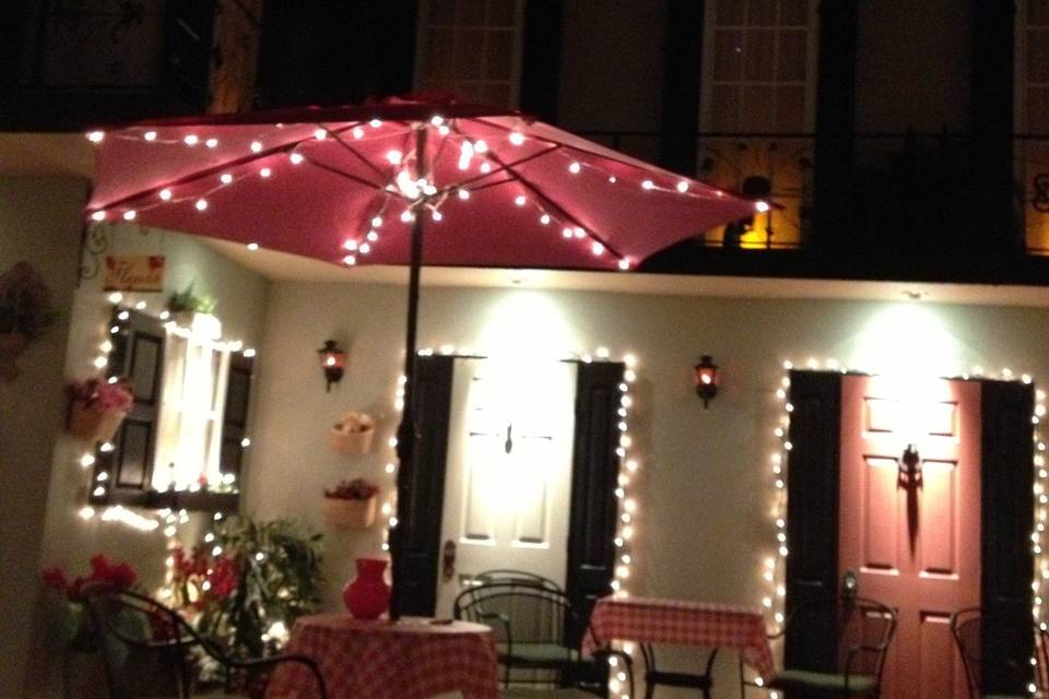 Patio umbrella under the J Street stars