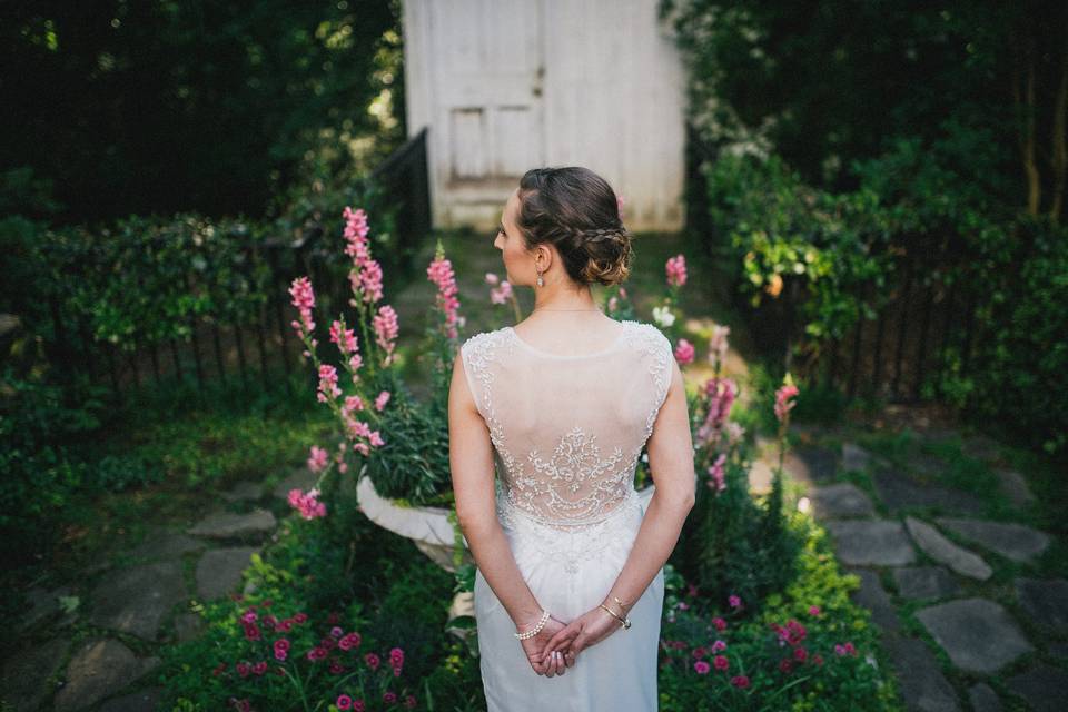 Mesh back wedding dress